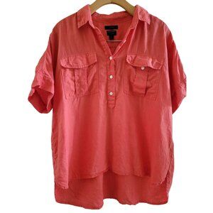 J. Crew Womens Orange Irish Linen Baird McNutt size 10 Camp popover